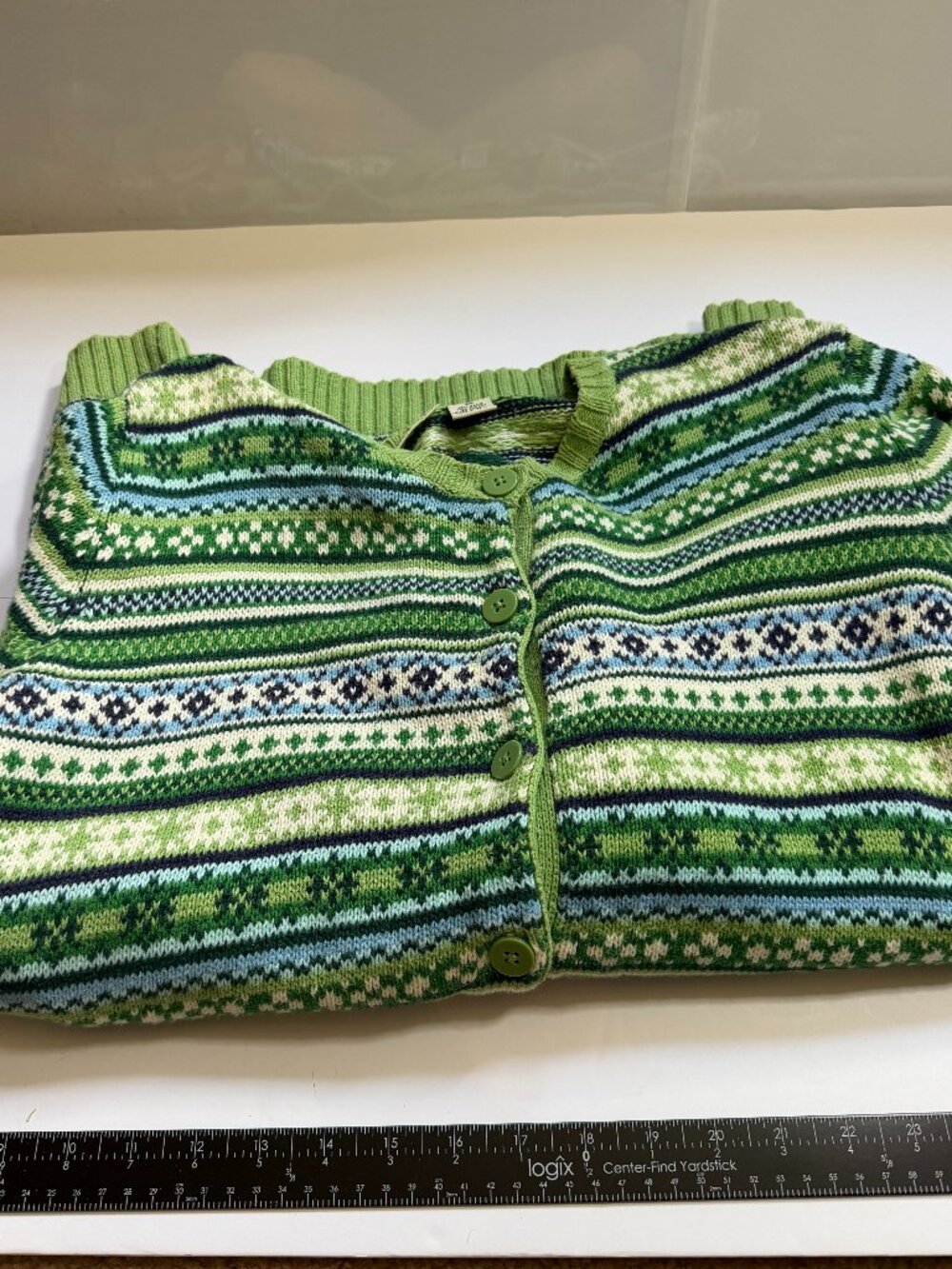 Cherokee Green Patterned Cardigan W 2X